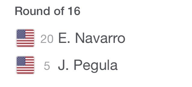 Round of 16 
20 E. Navarro 
5 J. Pegula 
