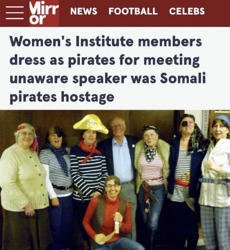 Women's Institute members dress as pirates for meeting unaware speaker was Somali pirates hostage